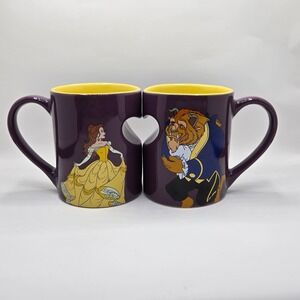 Disney Beauty and the Beast Belle & Beast Interlocking Heart Coffee Mug Set